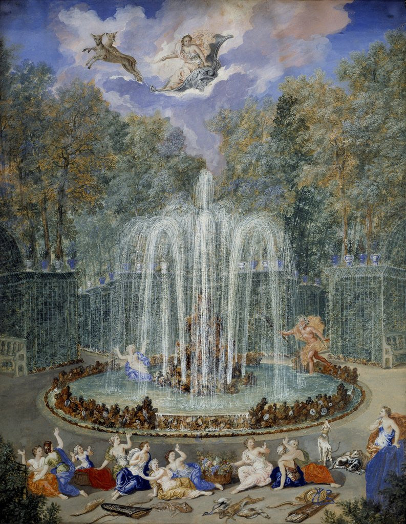 Detail of View of the Grove of the star or mountain of water, Garden of Versailles by Jean Cotelle