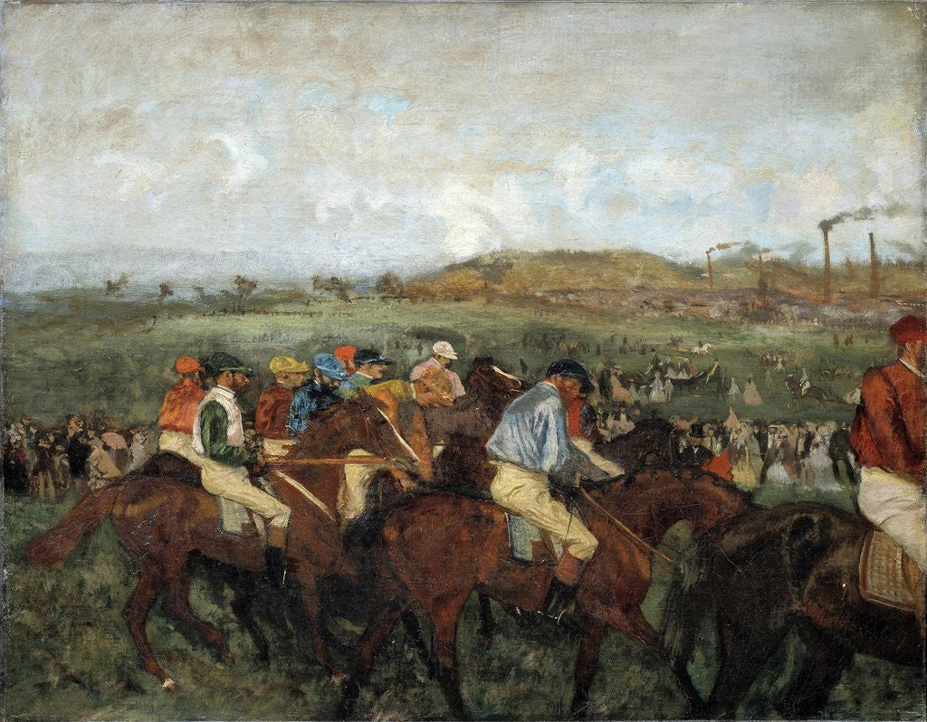 Detail of Gentlemen Race, before the departure by Edgar Degas