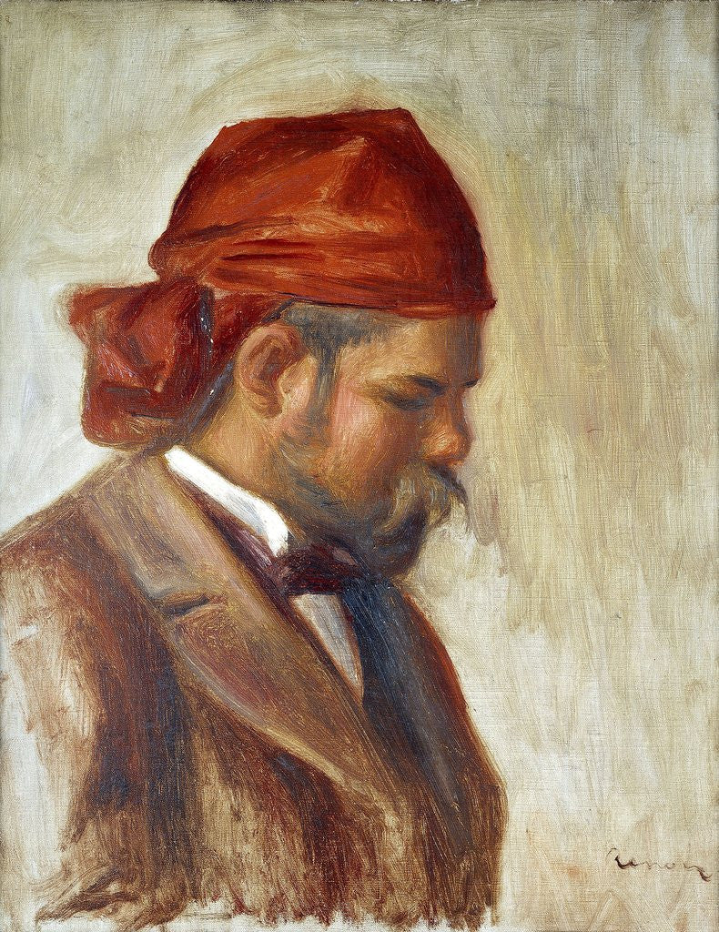 Detail of Ambroise Vollard in a Red Scarf by Pierre-Auguste Renoir