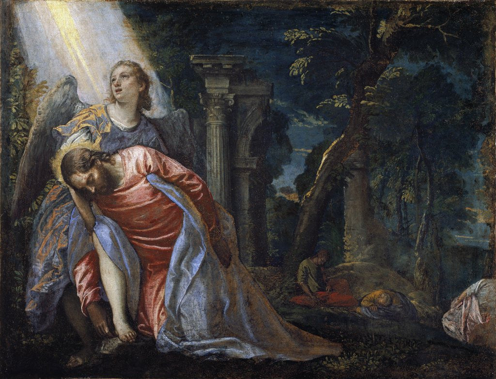 Detail of Christ in the garden supported by an angel by Paolo Veronese