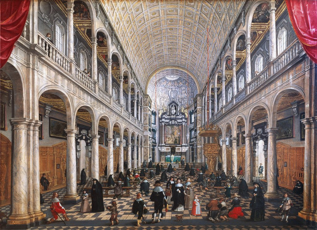 Detail of Interior of the Jesuit Church in Antwerp by Sebastian Vrancx