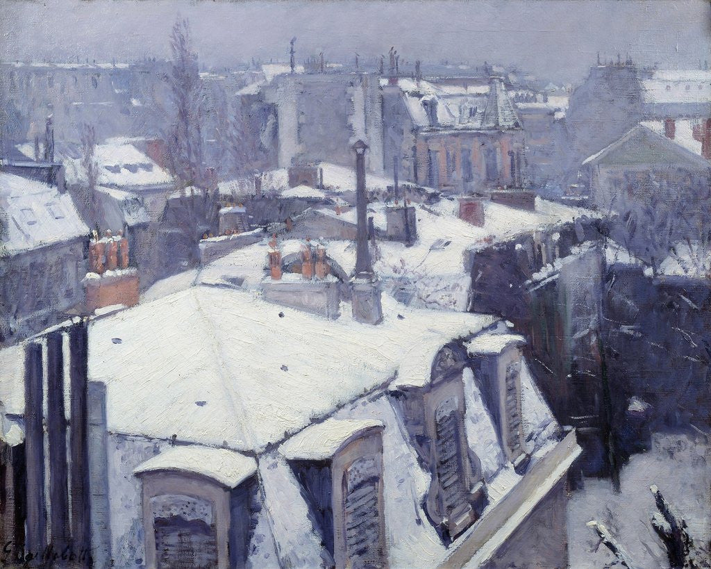 Detail of View of Roofs (with snow) in Paris by Gustave Caillebotte
