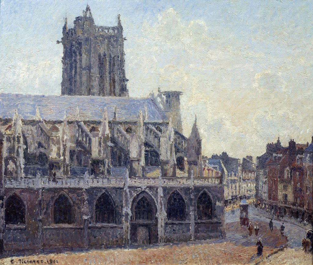 Detail of The church Saint Jacques in Dieppe by Camille Pissarro