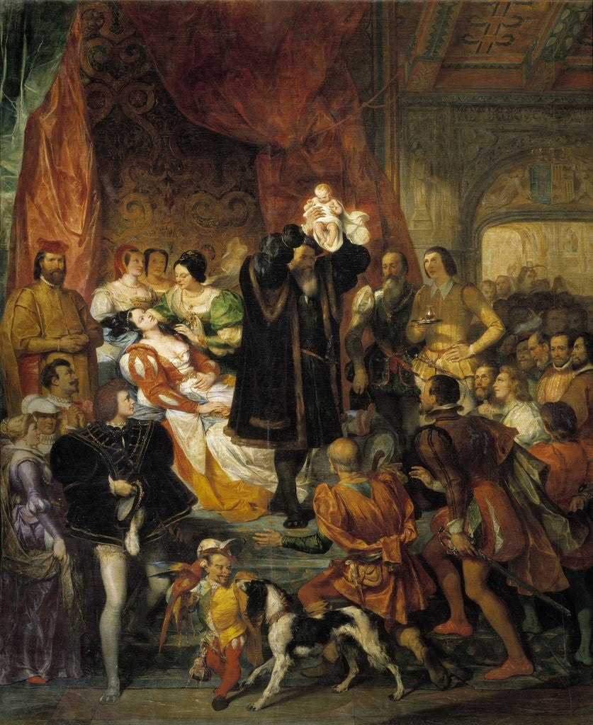 Detail of Birth of King Henri IV, 13 December 1553 by Eugene Deveria