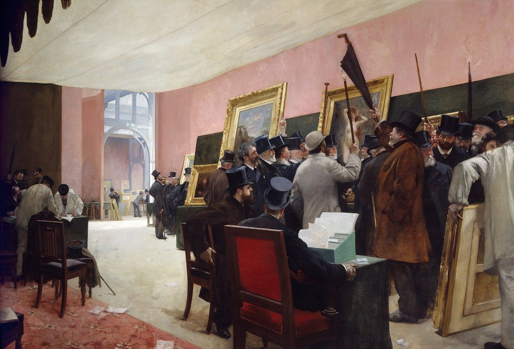 Detail of A session of the painting jury at the Salon of French artists at the Palace of Industry by Henri Gervex