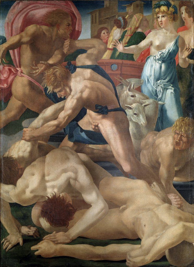 Detail of Moses Defends the Daughters of Jethro by Rosso Fiorentino
