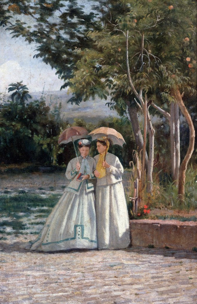 Detail of Promenade in a Garden by Silvestro Lega