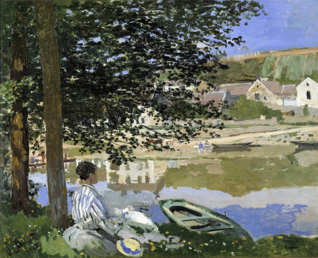 Detail of At the edge of the water in Bennecourt in 1868 by Claude Monet