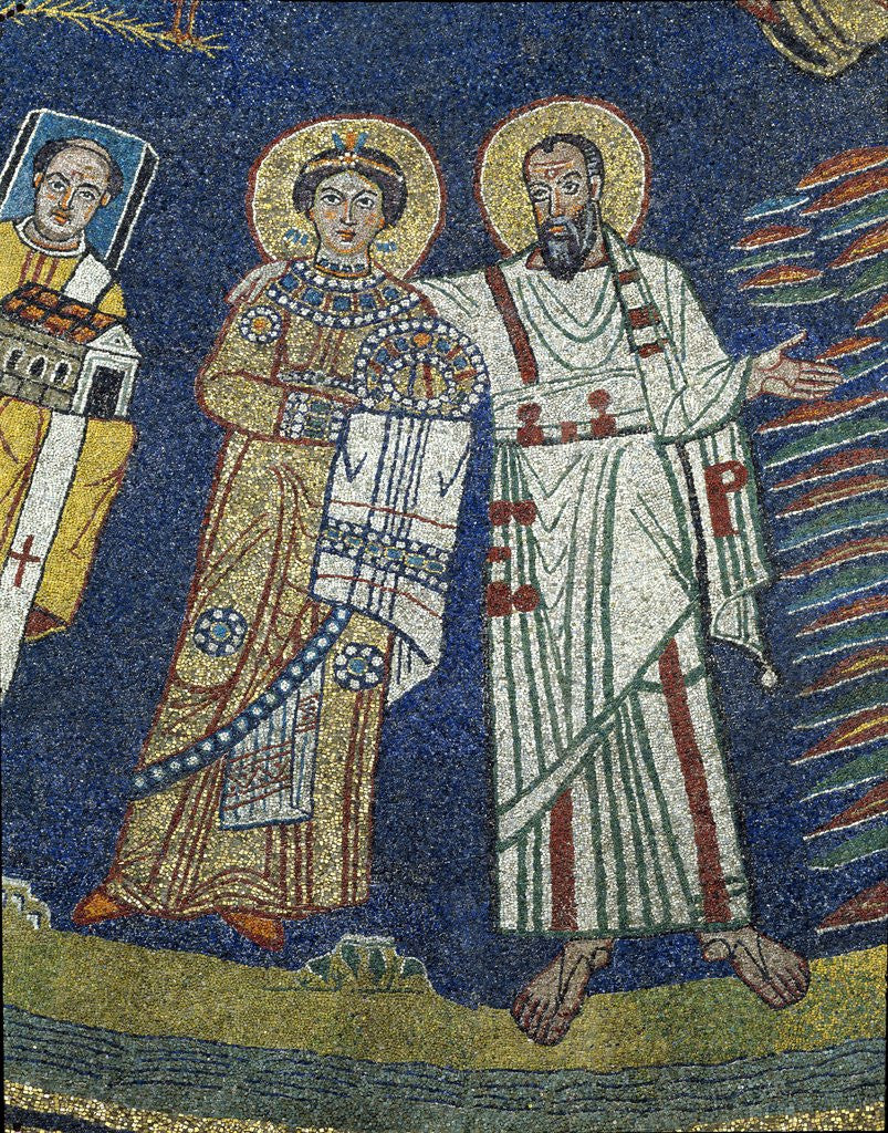 Detail of Mosiac of Praxedes and St Paul in Basilica di Santa Prassede by Anonymous