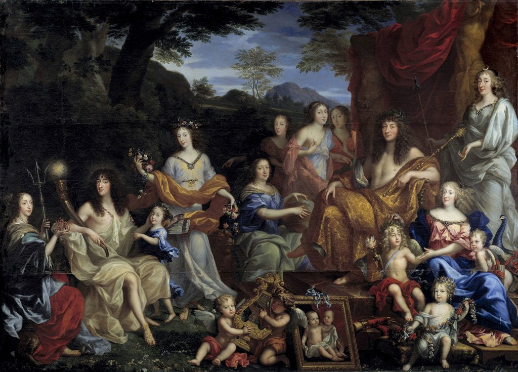 Detail of King Louis XIV and his family dressed up in mythological figures by Jean Nocret