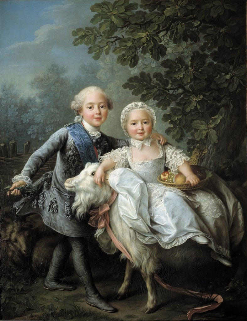 Detail of Portrait of Charles Philippe of France and his sister Marie Adelaide by Francois-Hubert Drouais