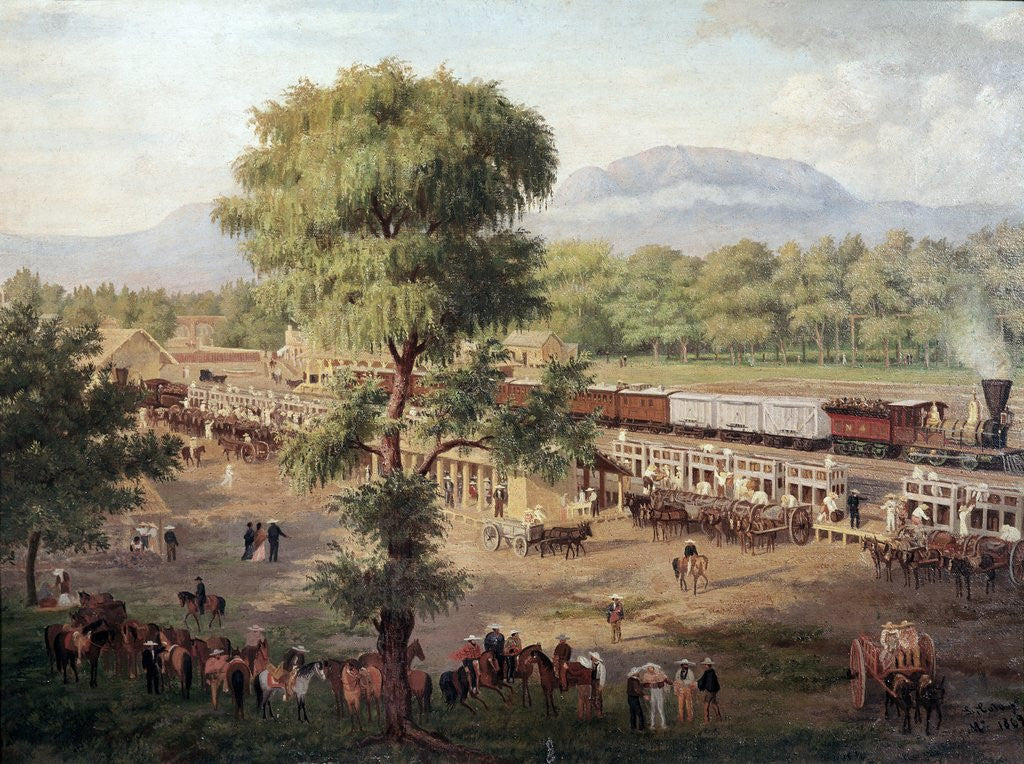 Detail of View of the Railway of Mexico Valley by Luis Coto