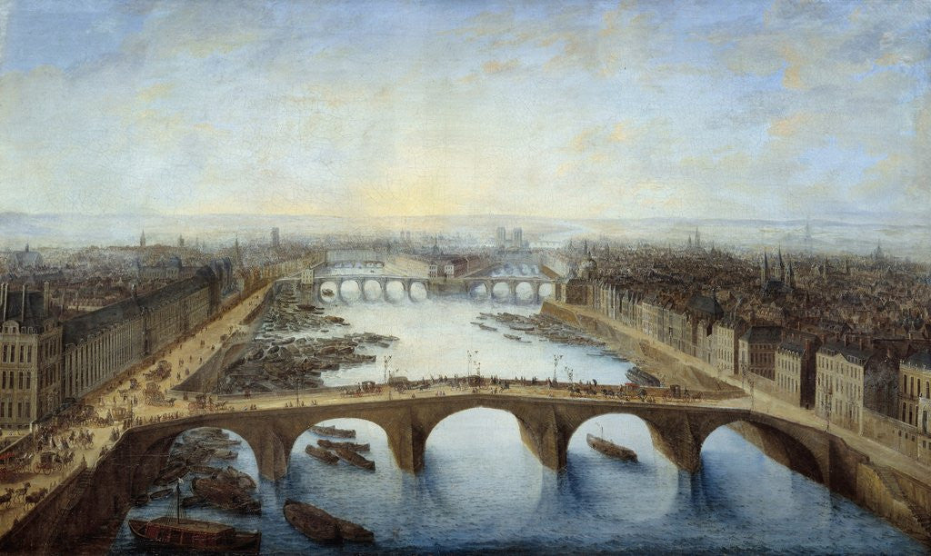 Detail of Panoramic view of Paris over the Pont Royal by Charles Grevenbroeck