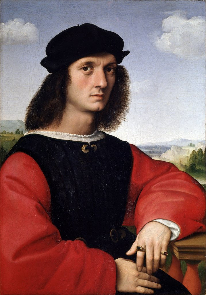 Detail of Portrait of Agnolo Doni - oil on panel by Raphael