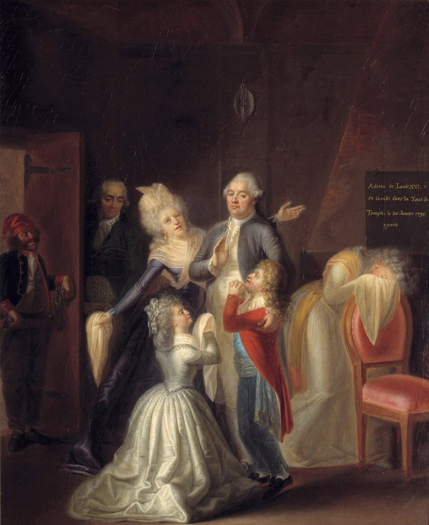 Detail of Farewells of Louis XVI to his family on 20/01/1793 by Jean Jacques Hauer