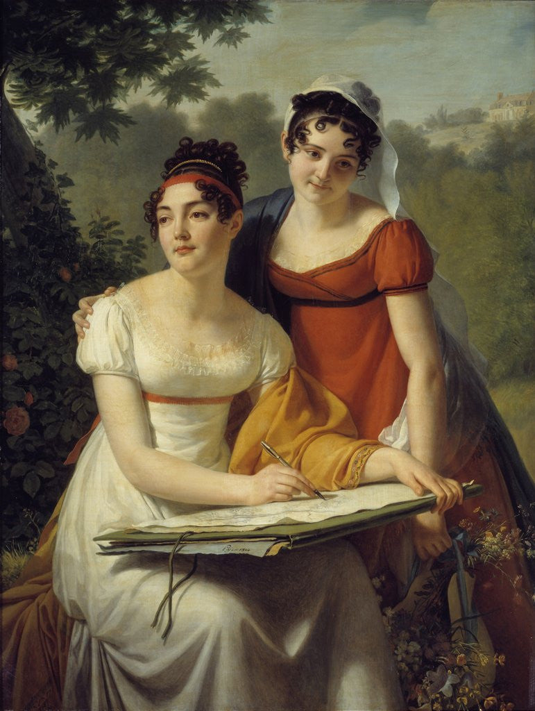 Detail of Portrait of the Demoiselles Duval by Jacques Augustin Pajou