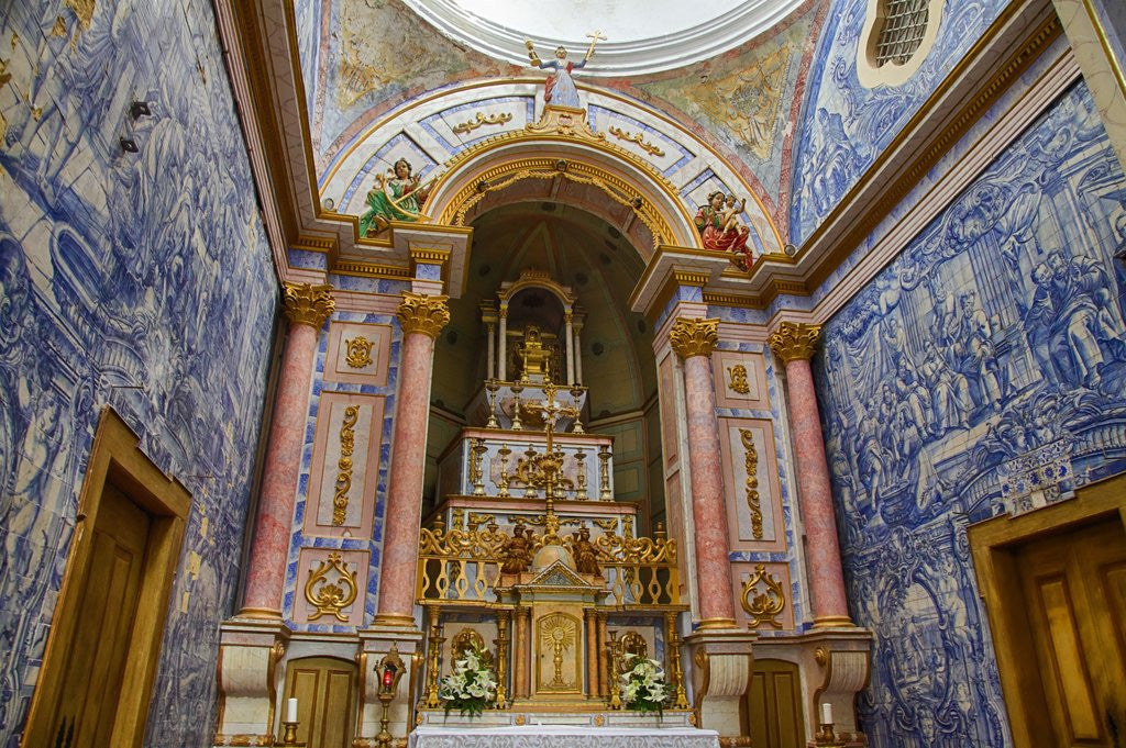 Detail of Interior of the 13th century Gothic church , Inreja de Santa Maria do Castelo by Anonymous