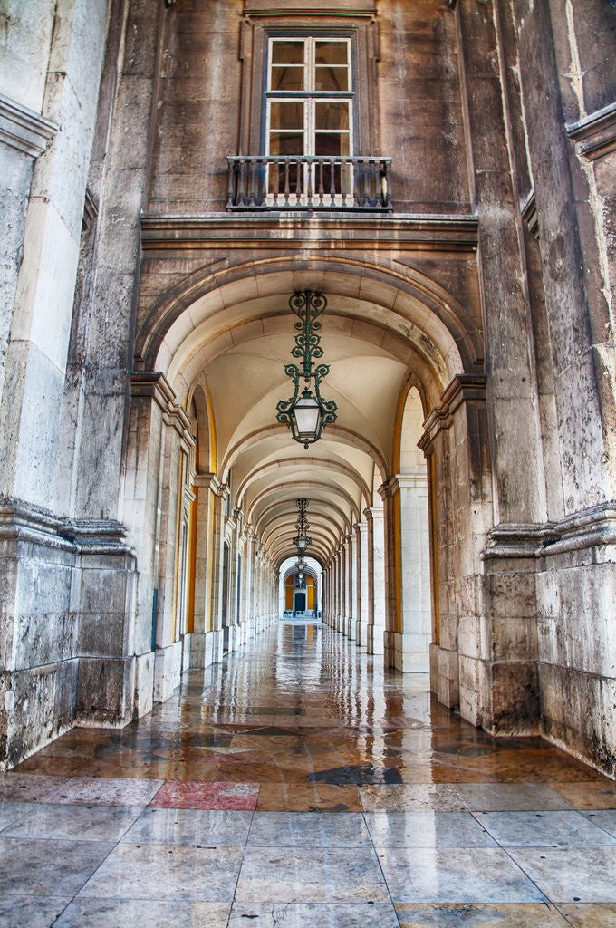 Detail of Columns of the Arcade of Commerce Square with reflections by Anonymous