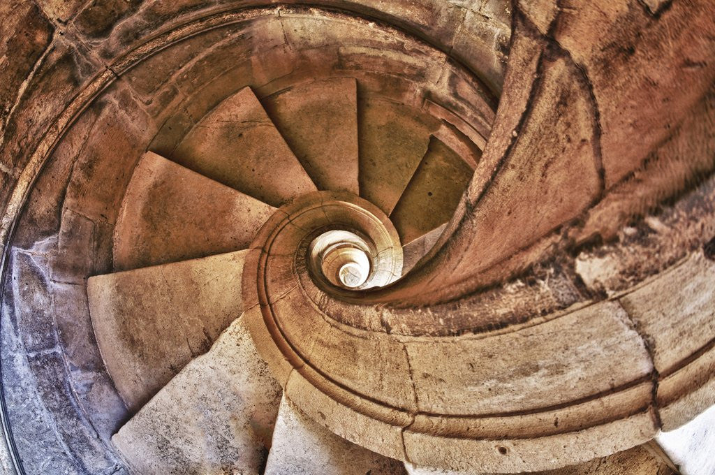 Detail of Spiral Stone Staircase in Convento de Cristo by Anonymous