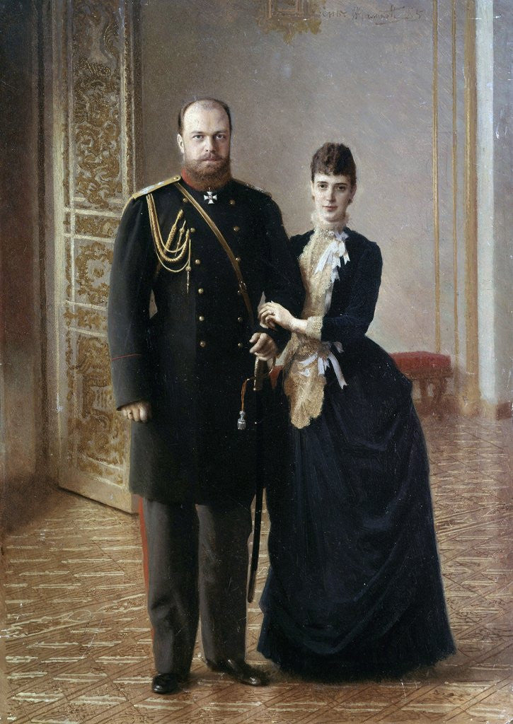 Detail of Portrait of Tsar Alexander III of Russia with his wife Maria Fedorovna by Ivan Nikolaevich Kramskoi