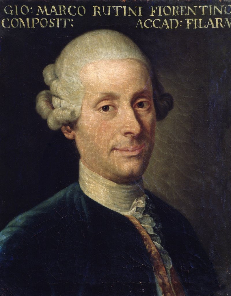 Detail of Portrait of Marco Rutini, Italian composer by Anonymous