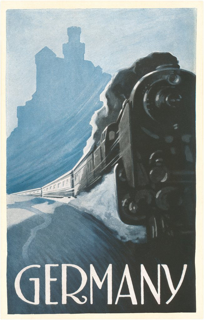 Detail of Train by Rhine Castle, Germany by Anonymous