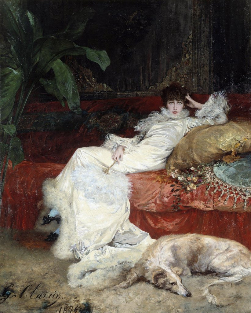 Detail of Portrait of Sarah Bernhardt by Georges Jules Victor Clairin