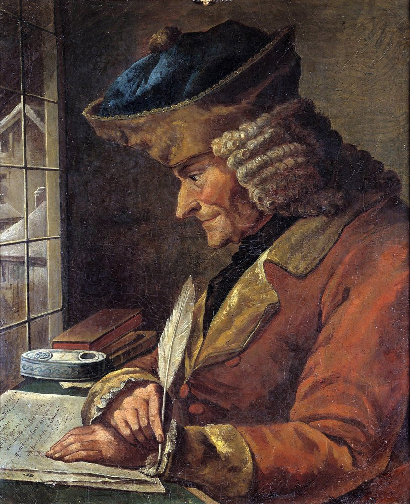 Detail of Portrait of Voltaire in His Study French School painting by Anonymous