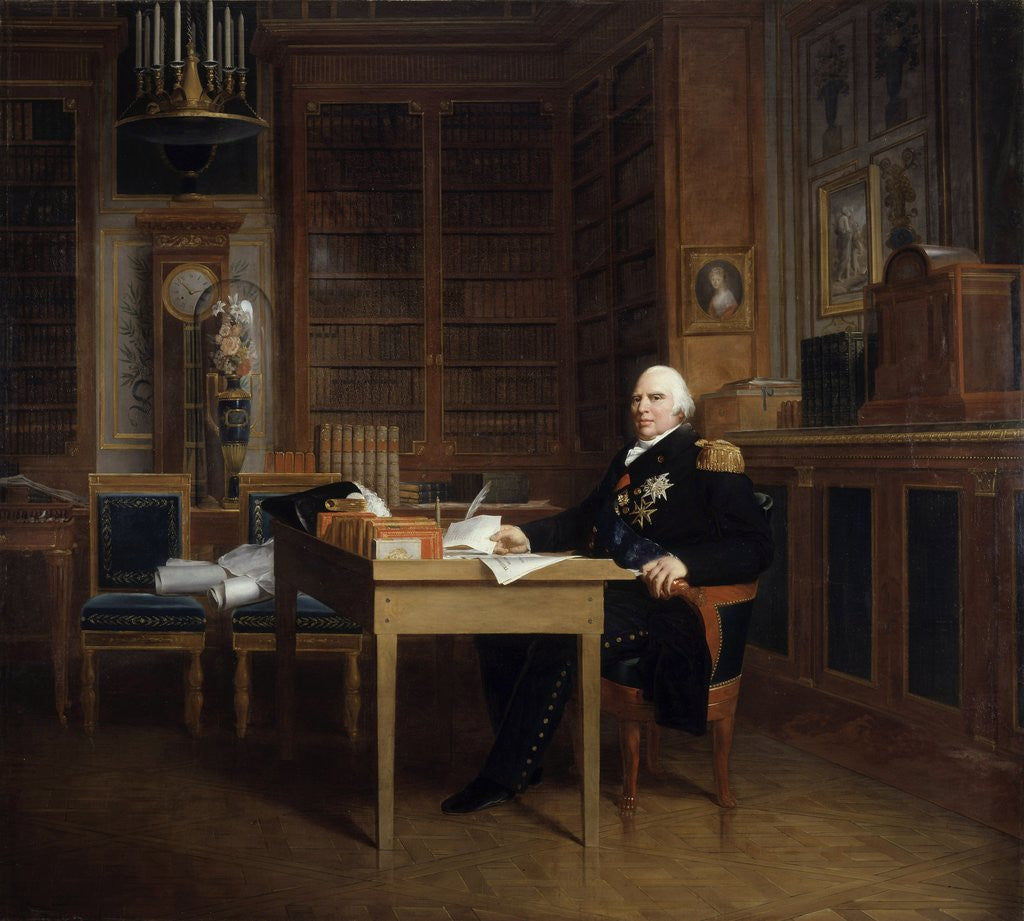 Detail of Portrait of Louis XVIII at his desk in the Tuileries by Francois Gerard