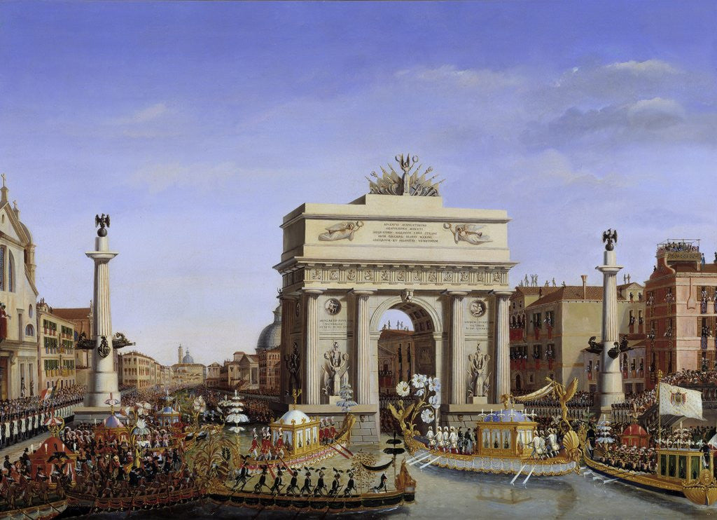 Detail of Napoleon on the Grand Canal, Venice 1807 by Giuseppe Borsato