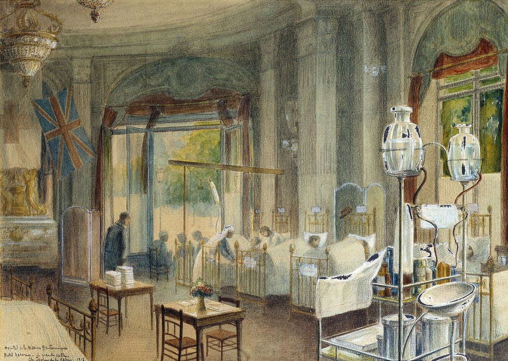 Detail of View of the great hall of the British hospital at the Hotel Astoria by Charles Igounet De Villiers