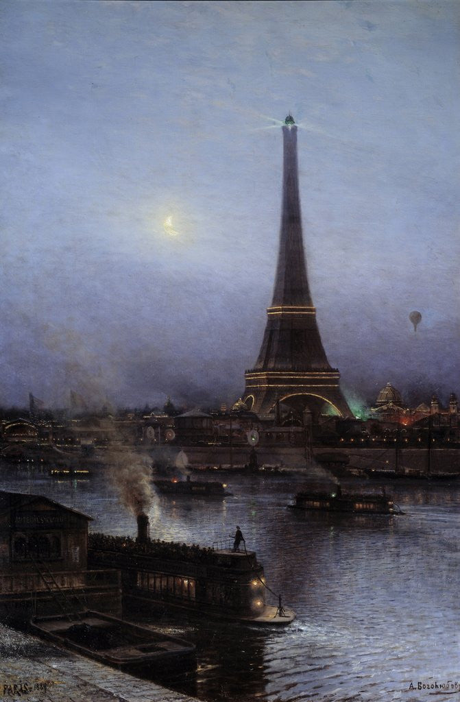 Detail of Eiffel Tower at Night, 1889 by Alexei Petrovich Bogoliouboff