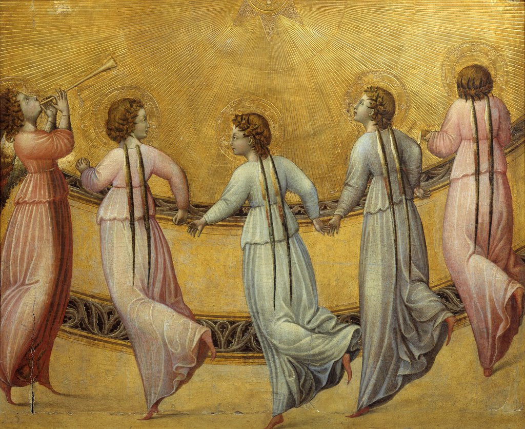 Detail of Angels dancing in front of the sun by Anonymous