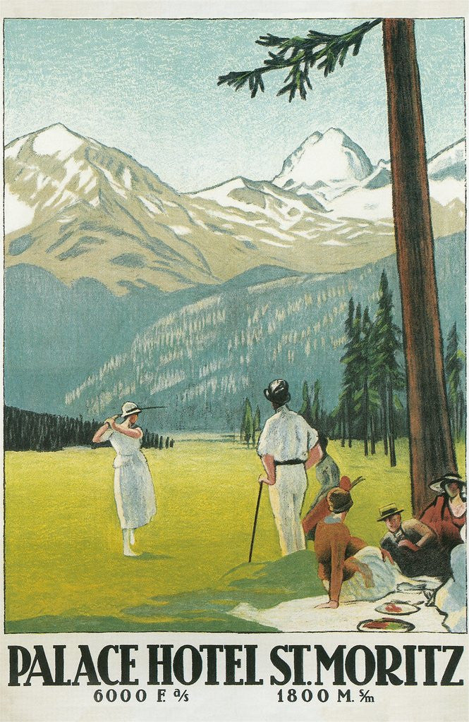 Detail of Golfing in the Swiss Alps by Corbis