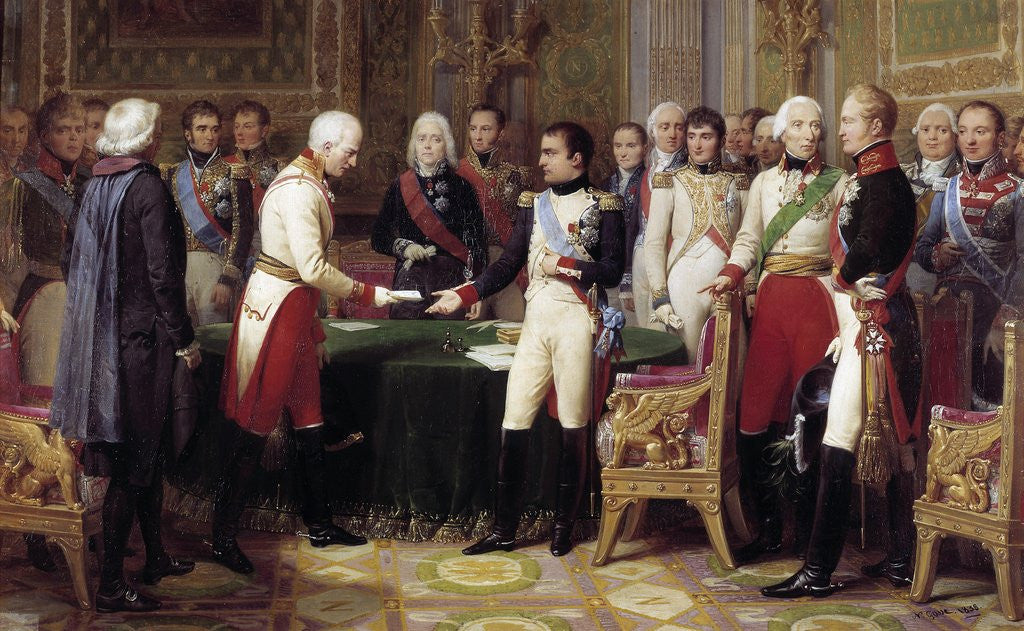 Detail of Congress of Erfurt, Napoleon I receiving the Austrian ambassador by Nicolas Gosse