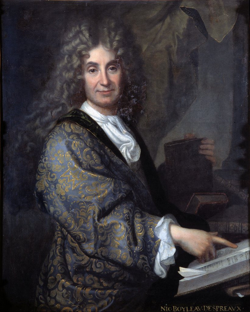 Detail of Portrait of Nicolas Boileau, known as Boileau Despreaux by Jean-Baptiste Santerre