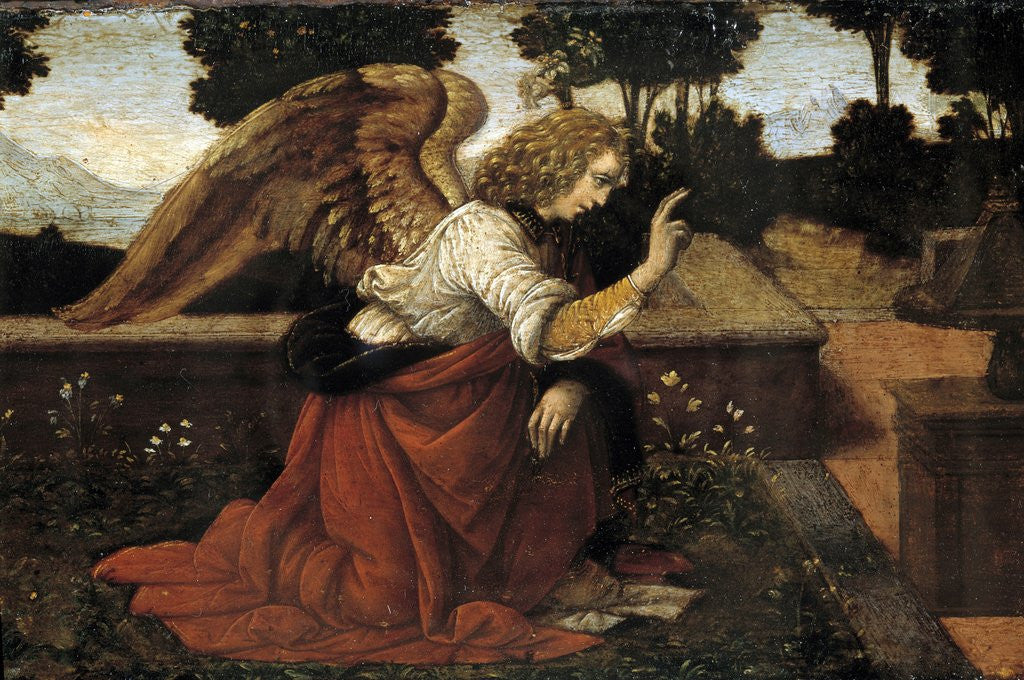 Detail of Detail of Gabriel from The Annunciation by Lorenzo di Credi