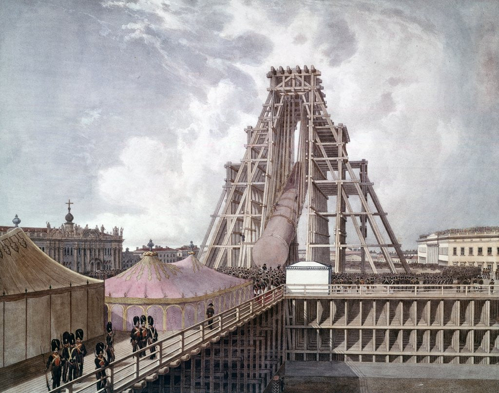Detail of Erection of Alexander I column on the square in front of the Winter Palace by Anonymous