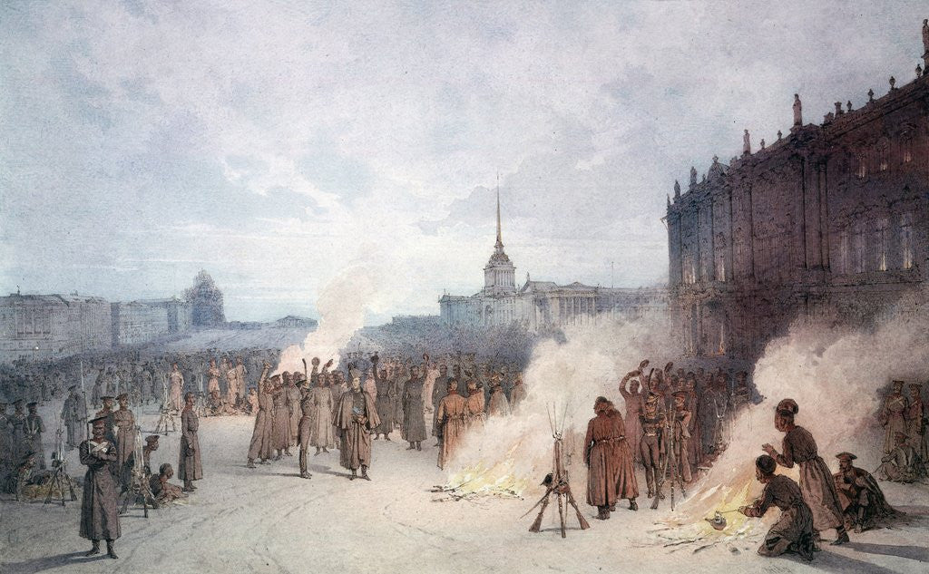 Detail of Tsar Nicholas I and his soldiers during the Decembrists' revolt by Corbis