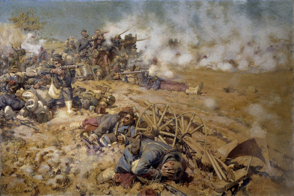 Detail of Line of fire at the battle of Rezonville by Pierre Georges Jeanniot