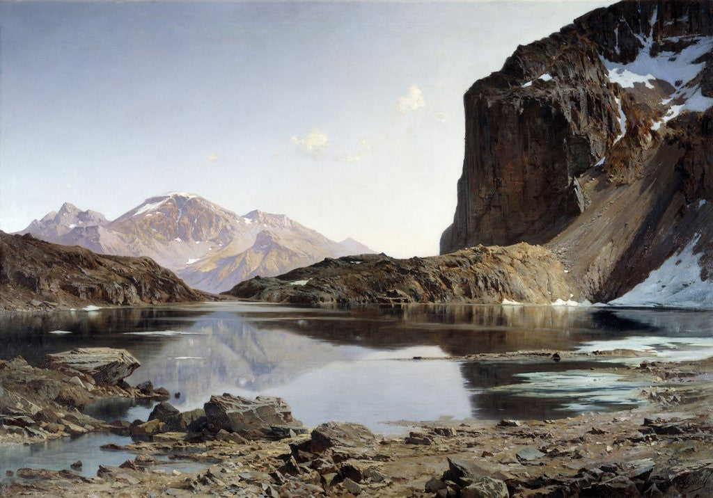 Detail of The Lake de l'Eychauda in the Alps by Laurent Guetal