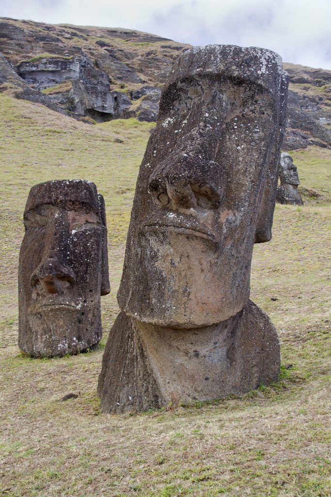 Detail of Statues called moais at Rano Raraku by Corbis