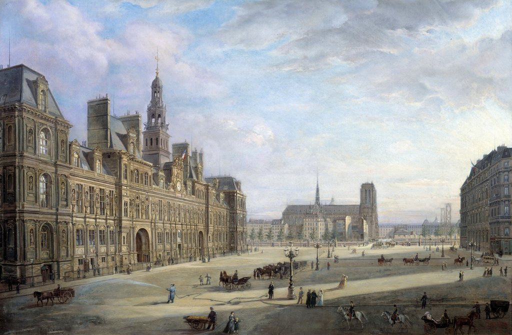 Detail of The City Hall of Paris in 1868 by Jan Ostoga de Miodoucheski