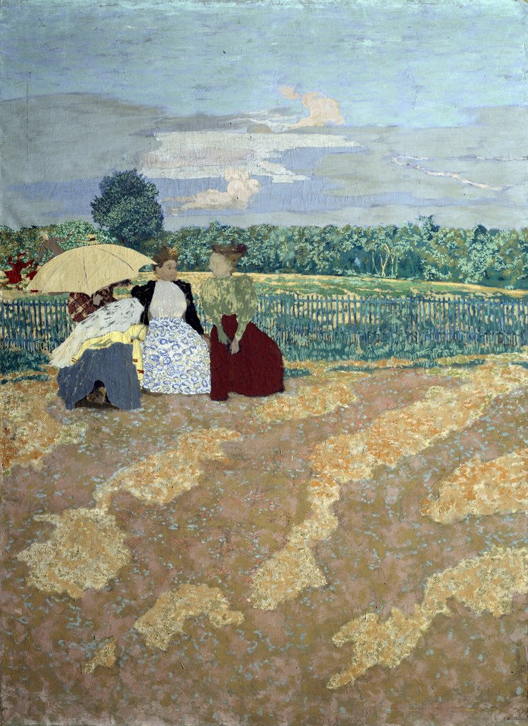 Detail of Public Gardens : The nannies, the conversation and the red parasol by Edouard Vuillard