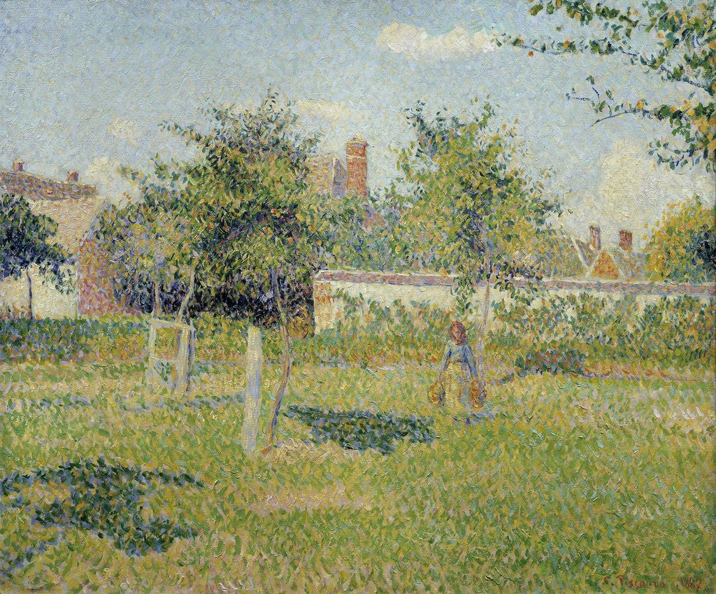 Detail of Woman in a Meadow at Eragny by Camille Pissarro