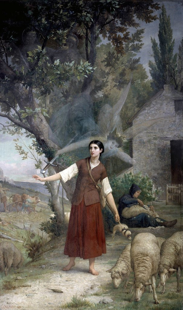 Detail of Joan of Arc as shepherdess, at Domremy - by Jules Lenepveu