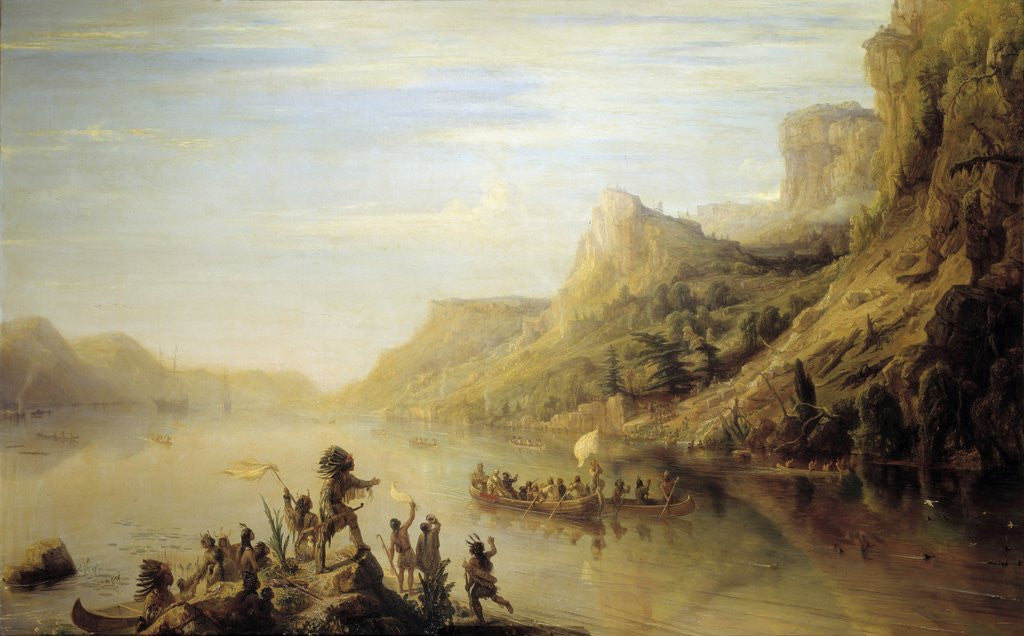 Detail of Jacques Cartier discovering the Saint Lawrence River (Canada) by Anonymous