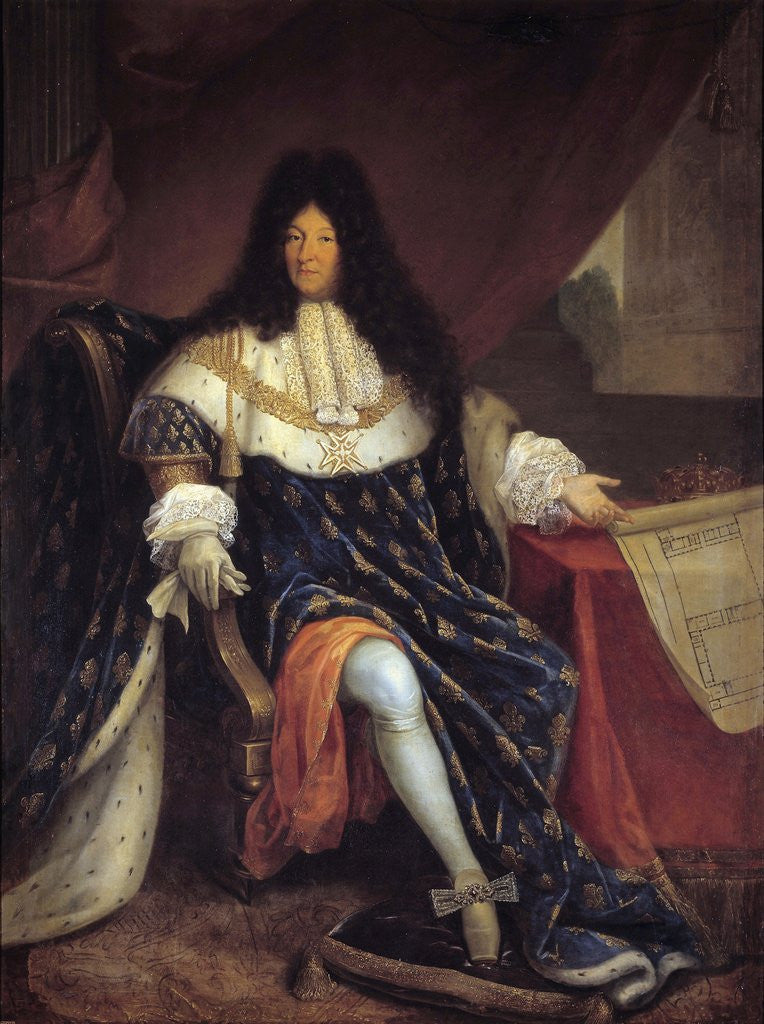 Detail of Louis XIV Holding a Plan of the Maison Royale de Saint-Cyr by Nicolas Rene Jollain the Older