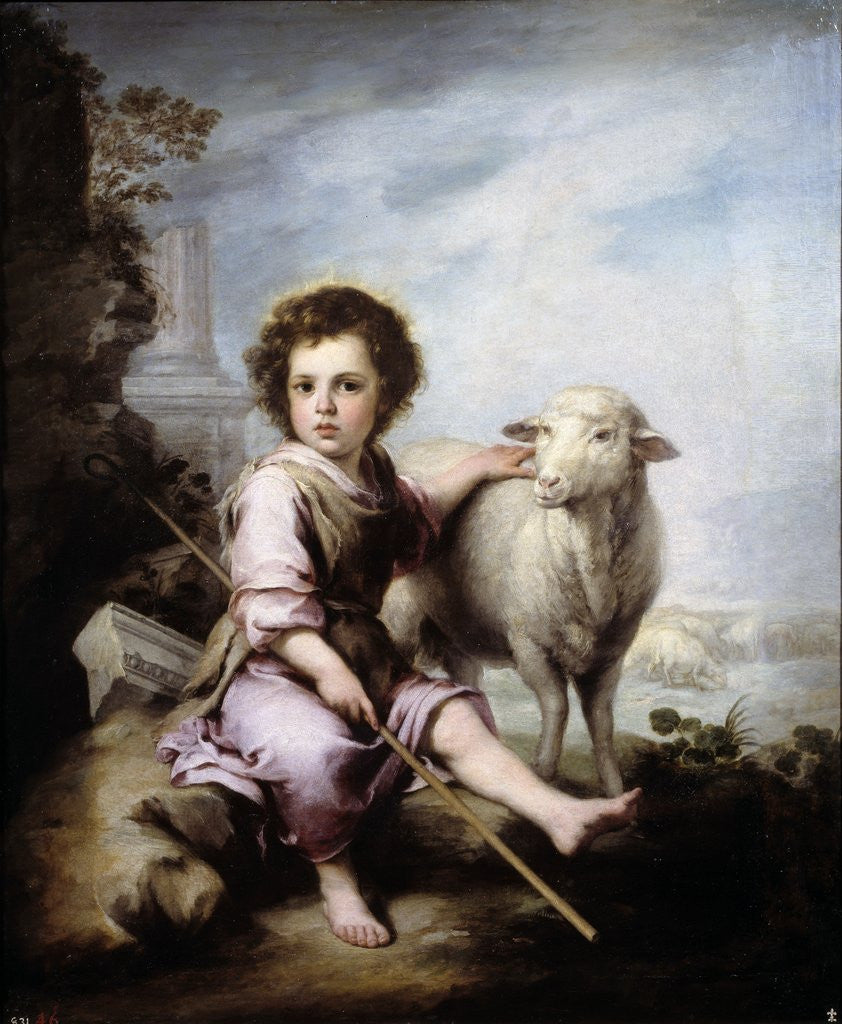Detail of The Good Shepherd by Bartolome Esteban Murillo