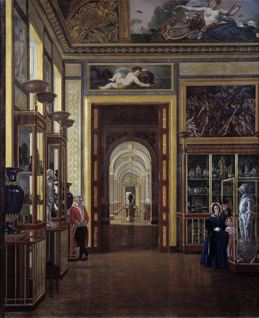 Detail of The jewelry Room of the Louvre and Charles X's adjoining rooms by Joseph Auguste